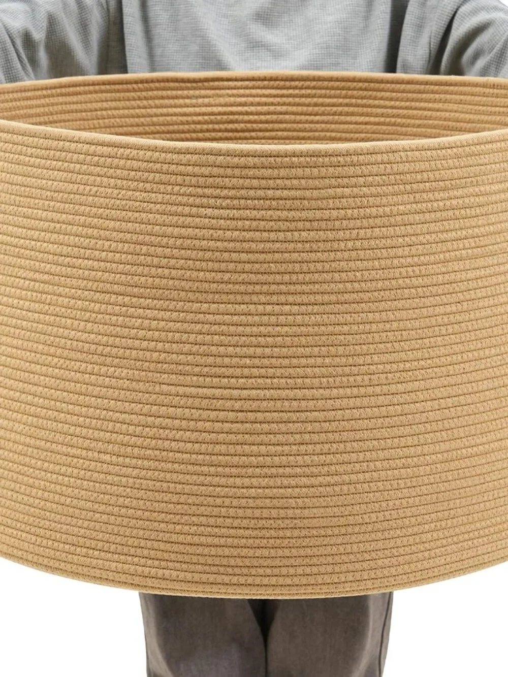 New Foldable Laundry Hamper Basket with Collapsible Handle Cotton Rope Soft Wov